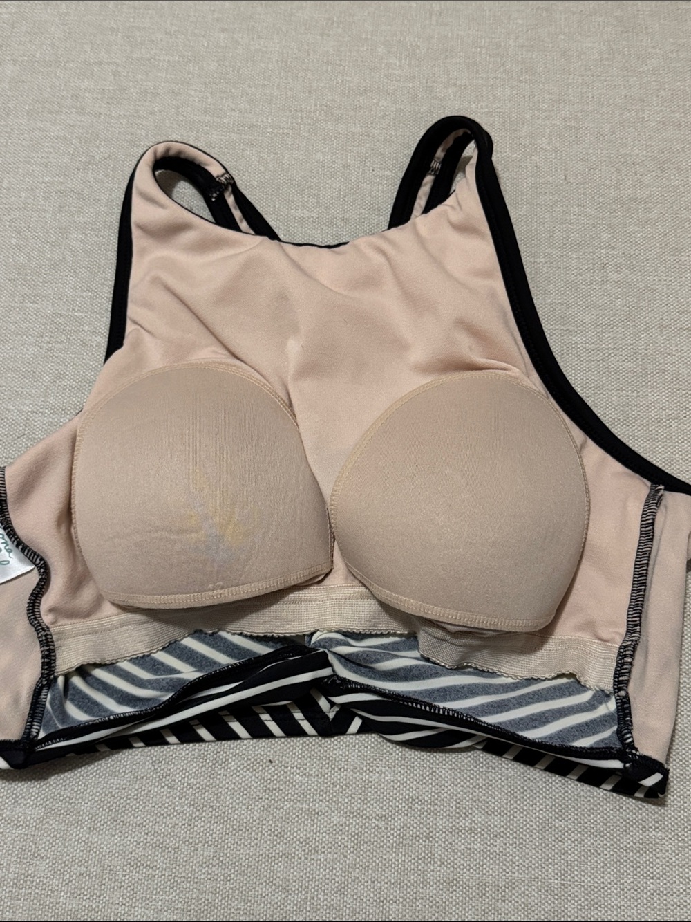 EUC Kona Sol Halter Style Swim Top-Sz S-Biack n White Stripes - Picture 9 of 9